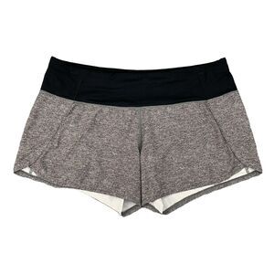 Lululemon Short Womens 4 Gray Black Run Times Wicing Inner Lined Running Pull On